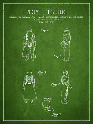 Science Fiction Digital Art - Star Wars Darth Vader patent from 1982 - Green by Aged Pixel