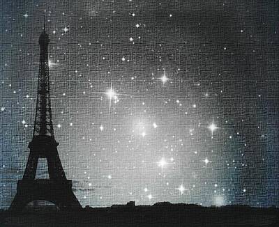 Surrealism Photos - Starry Night in Paris - Eiffel Tower Photography  by Marianna Mills