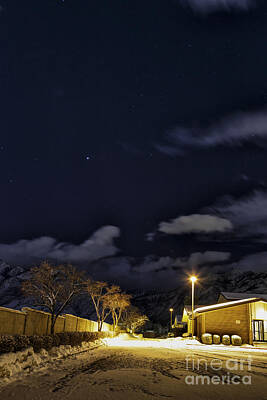 A White Christmas Cityscape - Stars Above the Church by Mitch Johanson