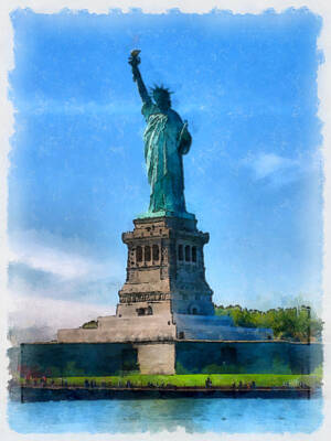 New York Skyline Royalty-Free and Rights-Managed Images - Statue of Liberty by Mick Flynn