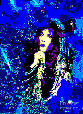 Music Digital Art - Stevie Nicks In Blue by Alys Caviness-Gober