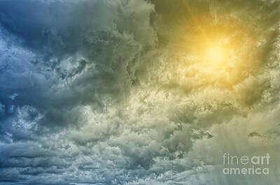 Fruit Photography - Storm clouds with sunburst by Antony McAulay
