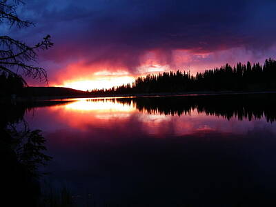 Gaugin Rights Managed Images - Stormy Lake Sunset Royalty-Free Image by Tina Barnash