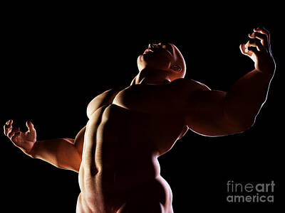 Athletes Photos - Strongman hero showing muscular body by Michal Bednarek