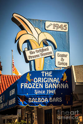 Food And Beverage Royalty-Free and Rights-Managed Images - Sugar and Spice Frozen Banana Sign on Balboa Island by Paul Velgos