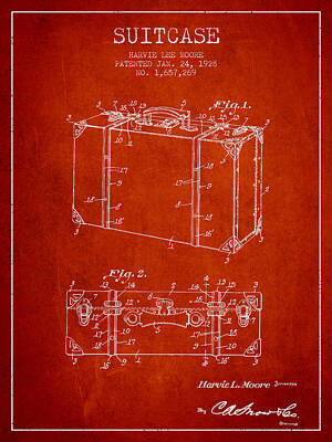 Wine Beer And Alcohol Patents - Suitcase patent from 1928 - Red by Aged Pixel