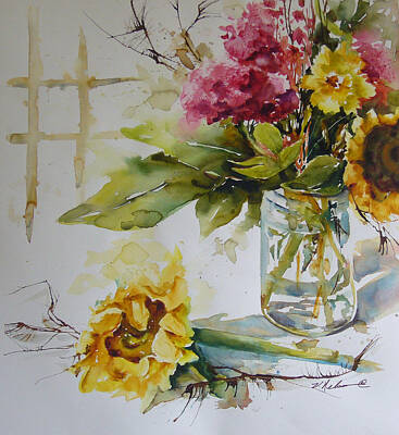 Sunflowers Paintings - Summer by Vickie Nelson