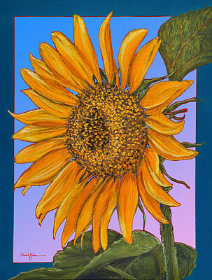 Recently Sold - Sunflowers Paintings - DA154 Sunflower by Daniel Adams by Daniel Adams