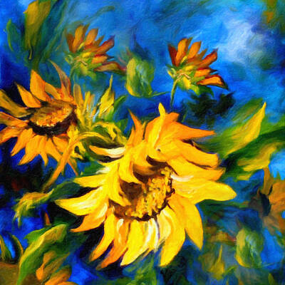 Sunflowers Paintings - Sunflower Glory by Georgiana Romanovna