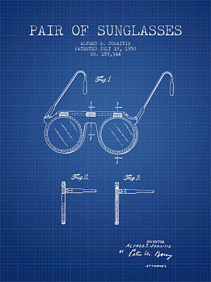 Katharine Hepburn - Sunglasses patent from 1950 - Blueprint by Aged Pixel