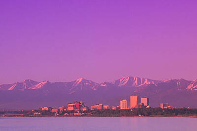 Skylines Royalty Free Images - Sunset Anchorage Skyline Summer Royalty-Free Image by Kevin Smith
