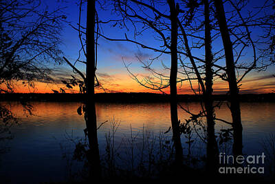 Owls Royalty Free Images - Sunset on Lake Oconee Royalty-Free Image by Reid Callaway