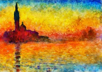 Misty Fog - Sunset In Venice by Claude Monet