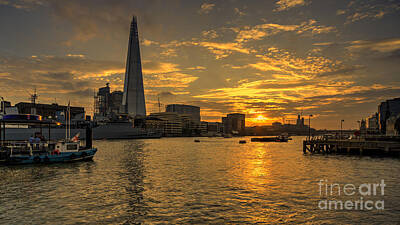 London Skyline Rights Managed Images - Sunset Shard  Royalty-Free Image by Rob Hawkins