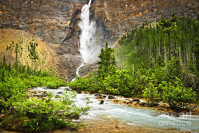 Mountain Photos - Takakkaw Falls waterfall in Yoho National Park Canada 1 by Elena Elisseeva