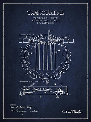 Soap Suds Rights Managed Images - Tambourine Musical Instrument Patent from 1920 - Navy Blue Royalty-Free Image by Aged Pixel