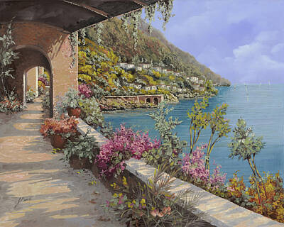 Landscapes Paintings - Tanti Fiori Sulla Terrazza by Guido Borelli