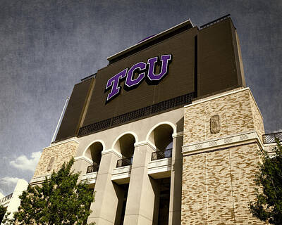 Football Royalty-Free and Rights-Managed Images - TCU Stadium Entrance by Joan Carroll