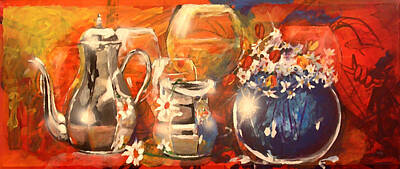Wine Paintings - Tea Time by Marcello Cicchini
