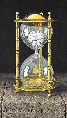 Surrealism Royalty-Free and Rights-Managed Images - Tempus Pecunia Est by Richard Harpum