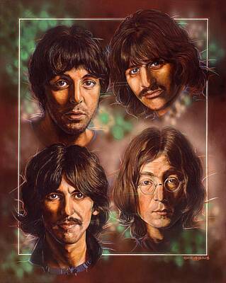 Celebrities Paintings - The Beatles by Timothy Scoggins