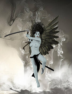 Nudes Digital Art - The blue death by Quim Abella