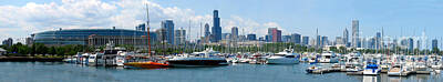 Patriotic Signs - the Chicago Skyline with Burnham Harbor and Soldier Field by Wernher Krutein