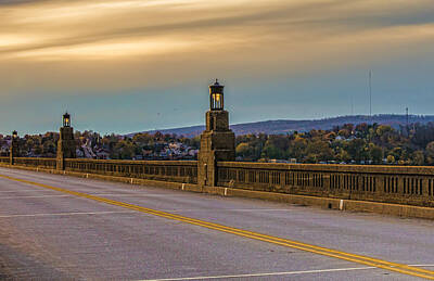 Abstract Rectangle Patterns - The Columbia-Wrightsville Bridge at Sunset During Fall by Beth Venner