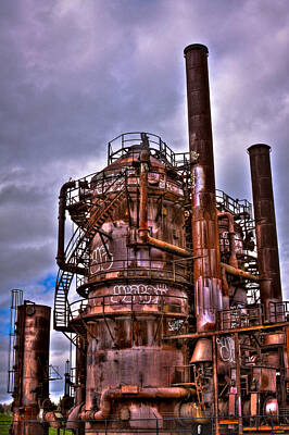 Steampunk Photos - The Compressor Building at Gasworks Park - Seattle Washington by David Patterson