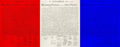Politicians Photos - THE DECLARATION OF INDEPENDENCE in RED WHITE AND BLUE by Rob Hans