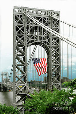 Politicians Photo Royalty Free Images - The Flag on the Bridge Royalty-Free Image by Regina Geoghan
