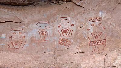 Red Rocks - The Four Faces Pictograph Panel by Tranquil Light Photography