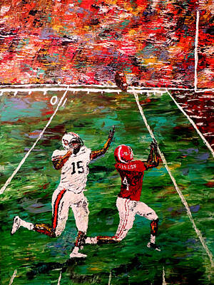 Football Paintings - The Longest Yard - Alabama vs Auburn Football by Mark Moore