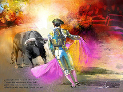 Interior Designers Rights Managed Images - The Man Who Fights The Bull Royalty-Free Image by Miki De Goodaboom