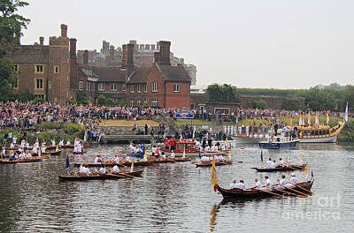 Blue Hues - The Olympic Torch leaves Hampton Court  by Julia Gavin