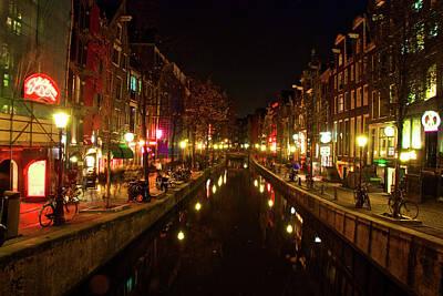University Icons Royalty Free Images - The red lights of Amsterdam Royalty-Free Image by Jonah Anderson