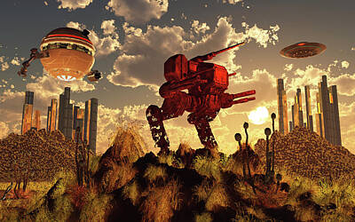Science Fiction Photos - The Remnants Of A Past Futuristic War by Mark Stevenson