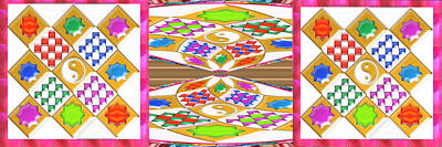 Celebrities Mixed Media - Theme Star Studded Colorful Festive Art Graphics NavinJoshi background Graphic   36x12 Horizontal La by Navin Joshi
