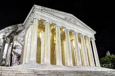 Politicians Photos - Thomas Jefferson Memorial at Night  by Gary Whitton