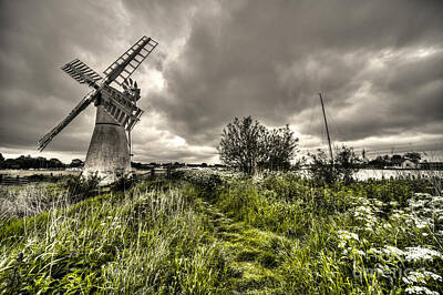 Southwest Landscape Paintings Rights Managed Images - Thurne Wind Pump Royalty-Free Image by Rob Hawkins