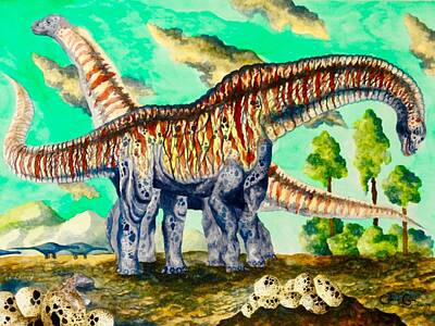 Reptiles Paintings - Titanosaurus  by Gabriel Cajina