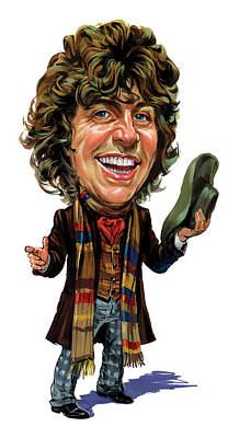 Comics Royalty Free Images - Tom Baker as The Doctor Royalty-Free Image by Art  
