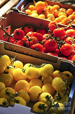 Food And Beverage Photos - Market tomatoes by Elena Elisseeva