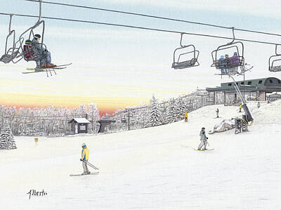 Mammals Paintings - Top of the Mountain at Seven Springs by Albert Puskaric