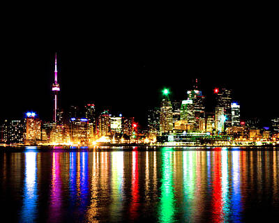 Abstract Skyline Rights Managed Images - Toronto Skyline At Night From Polson St No 1 Royalty-Free Image by Brian Carson