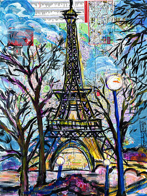 Wine Paintings - Tour Eiffel Vue de lAquarium by Everett Spruill