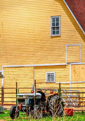 Jerry Sodorff Royalty-Free and Rights-Managed Images - Tractor and Barn 14634 by Jerry Sodorff
