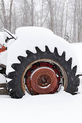 Polaroid Camera - Tractor Tire In Snow by Alan L Graham