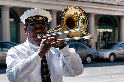 Soap Suds - Trombone Player in French Quarter by Kathleen K Parker