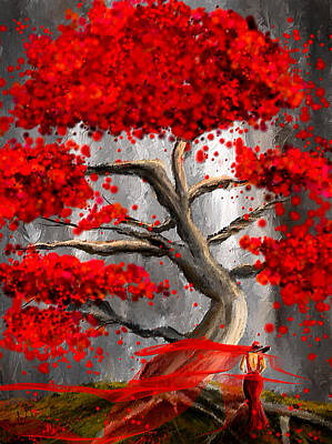 Impressionism Royalty-Free and Rights-Managed Images - True Love Waits - Red And Gray Art by Lourry Legarde